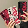 For Samsung S25 S22 Ultra Plus S24 S23 S21 S20 Fe A16 A15 A55 A35 A54 A56 A36 A56 Shockproof Kiss Lips Pattern Silicone Soft Anti-Fall Cover
