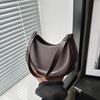 French Crescent-shaped Women's Solid Color Shoulder Underarm Bag New Casual Commuting Trendy PU Leather Hobo Bag