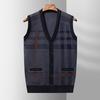 New Middle-aged and Elderly Sweater Vest Cardigan Men's Autumn and Winter Sweater Vest Middle-aged and Elderly Sweater Coat Dad