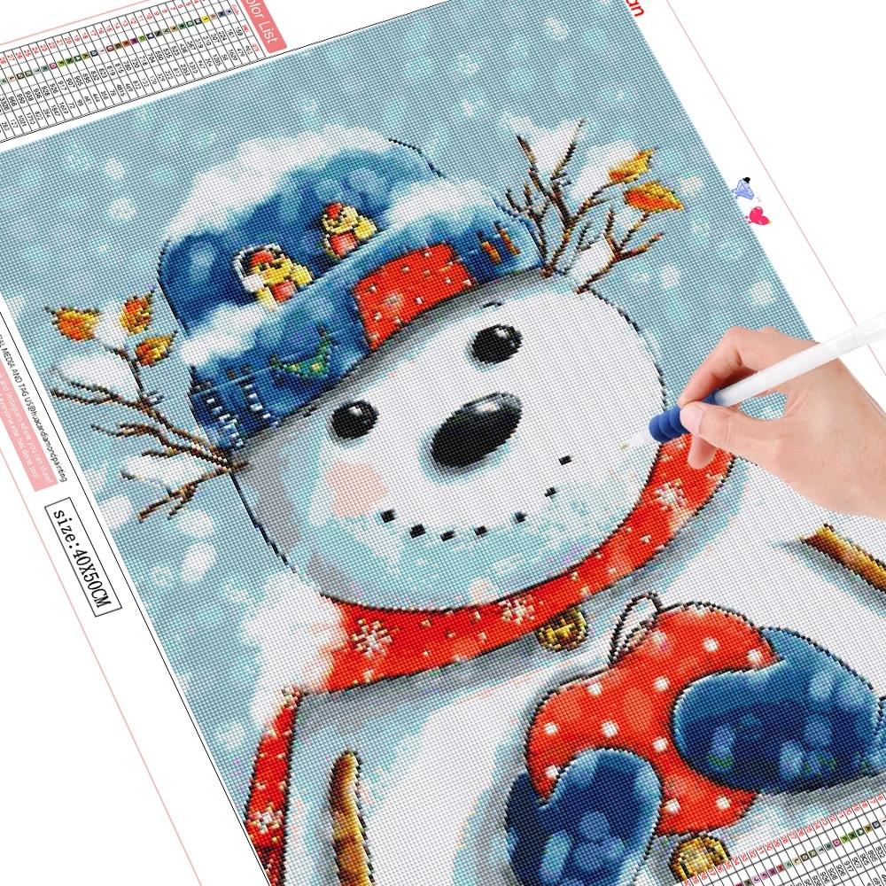 Diamond Embroidery Painting Christmas Snowman Art Rhinestone Mosaic Landscape Handicraft Needlework Wall Art