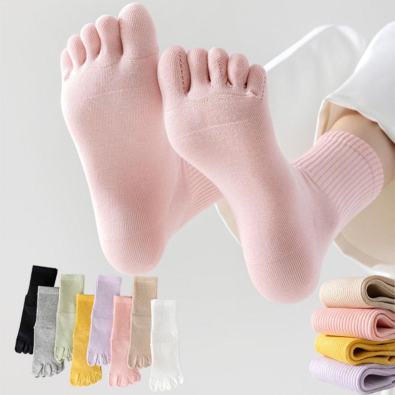 3Pairs/Lot Five Finger Socks Women Cotton Toe Socks Autumn Spring Middle Tube Sports Socks With Separate Fingers
