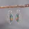 Abstract Leaf Shaped Dangle Earrings 925 Sterling Silver Zinc Alloy Ear Jewelry Boho Vintage Style For Women Earrings
