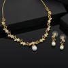 Elegant Gold Plated Bowknot Pearl Necklace Set for Women