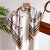 Sweet And Fresh Chain Fashionable 90Cm Imitation Silk Large Square Scarf Retro Printed Shawl Herringbone Scarf Headscarf Women