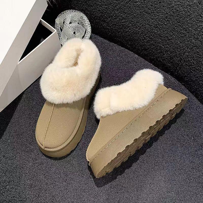 Snow Boots Women's Fur Integrated 2024 New Women's Winter Piled Thickened Heightened Thick-soled Short Boots Cotton Shoes