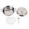 Stainless Steel Fryer Pot with Thermometer Lid Oil Drip Drainer Rack Multifunctional Deep Frying
