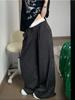 Black Striped Suit Pants Woman Baggy Y2k Vintage Korean Style Trousers Oversize Harajuku Fashion Office Lady Slacks