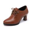 Thick Bottom Soft Leather Oxford Shoes British Lace Up Women Platform Pumps 2025 Deep Mouth Block High Heels Shoes Office Mom