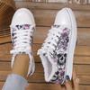 Floral Skull Canvas Shoes Women Large Size Flat Sneakers Female Lace-up Sports Shoes Casual Vulcanized Shoes Femme Zapatos
