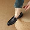 Fashion NEW Spring/Autumn Women Loafers Genuine Leather Shoes for Women Square Toe Low Heel Women Pumps Concise Retro Soft Black Shoes