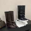 New Korean Version Pants Boots Women's Retro Maillard Pointed Knight Spice Girl Thick-soled Rivet Boots Women