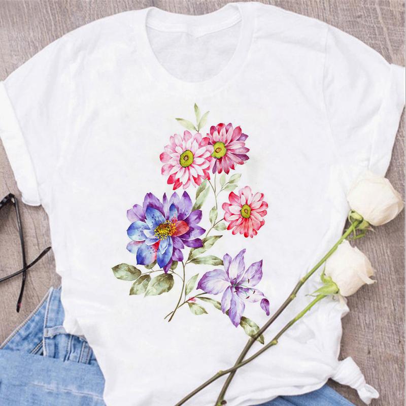 New Red Rose Print Women T Shirt Black T Shirt Harajuku Korean Style Graphic Tops Kawaii Female T-shirt Tops Women T Shirts