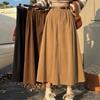 Women's Brown Skirt Autumn Winter Black High-waisted Long Skirt Ladies College Style Pleated A-line Skirts