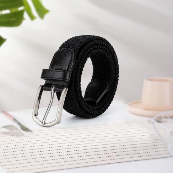 Men Belt Metal Pin Buckle Wide Band Anti-break Solid Color Firm Stitching Great Tougness Waist Strap Male Elastic Belt Pants Jeans Matching