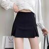 2024 Black A-Line High Waist Slit Skirt - Women's Summer Korean Style Bodycon Skort