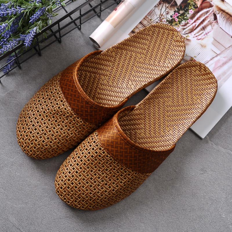 Summer Men/Women Flat Slippers Casual Slides Floral Bow Linen Women Sandals Indoor Shoes