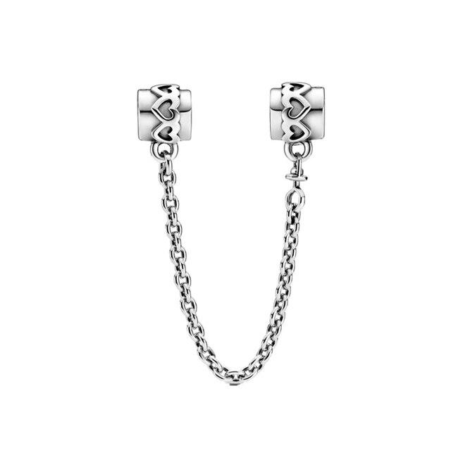 925 Sterling Silver Sparkling Pavé Crown O Tree Safety Chain Charm Bead Fit OriginalNew Bracelet DIY Women Jewelry Gift