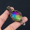 Unique Rainbow Solar Quartz Gemstone Pure Copper Wire Wrapped Handmade Pendant Jewelry