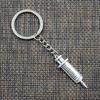 Fashion Keychain 43x13mm Doctor Syringe Silver Color Pendants DIY Men Jewelry Car Key Chain Ring Holder Souvenir For Gift