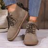Women's Autumn Winter New Flat Bottomed Retro Single Boots Simple Comfortable Wear-resistant Lace Up Short Tube Women's Shoes