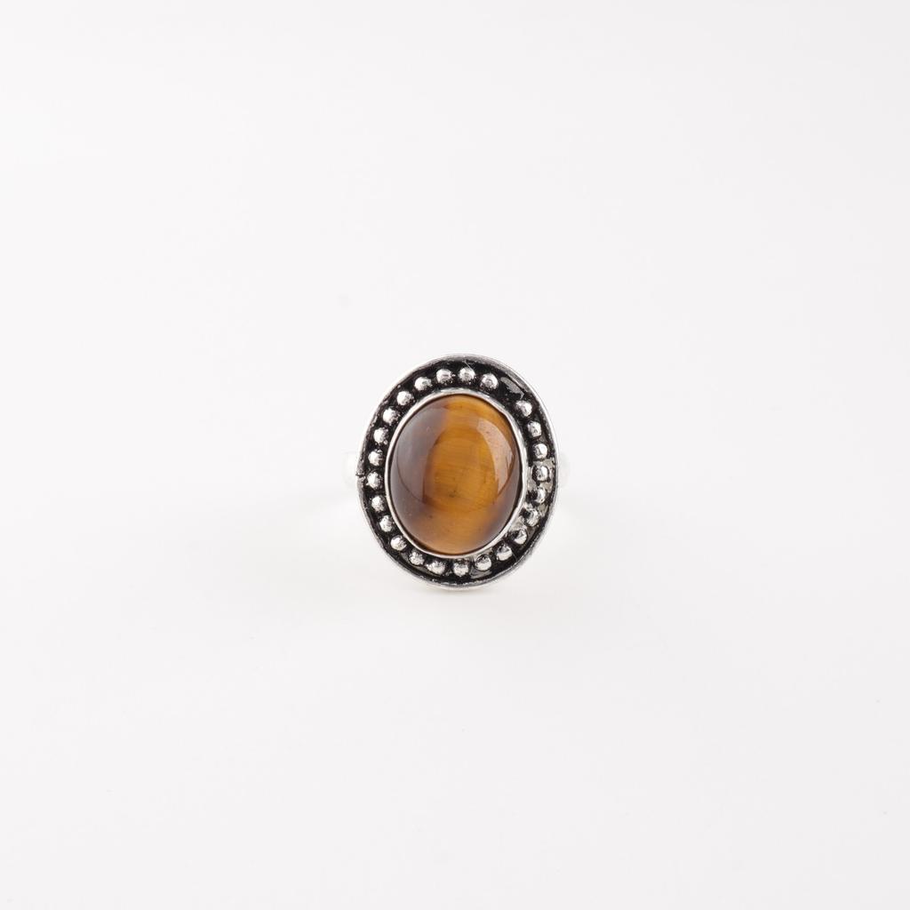 Овальный Желтый Тигровый Глаз Драгоценный Камень 925 Стерлинговое Серебро Ювелирные Изделия Целебный Камень Кольцо RR-62-32