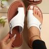Women's Solid Color Flat Sandals, Slip On Toe Loop Summer Shoes, Casual & Breathable Beach Shoes