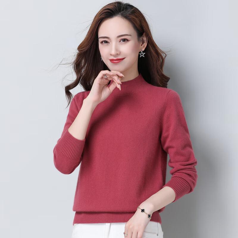 Women's Semi-High Neck Solid Color Loose Knit Sweater