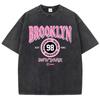 Women Washed T-Shirts Brooklyn Wonderful World Dreamer Printed Tee Shirts Cotton Oversize Crewneck Tees Street Clothes