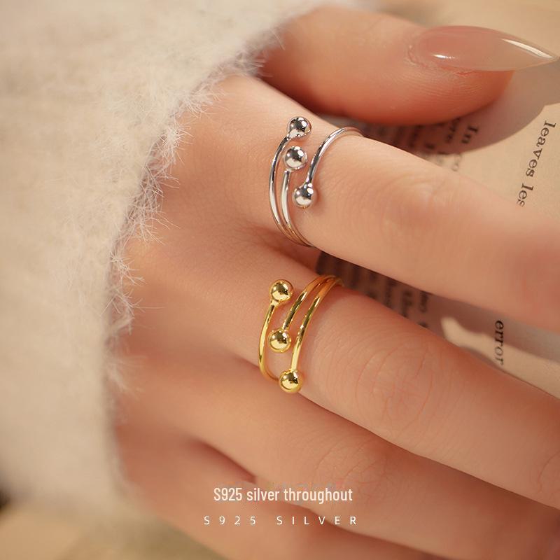 Banyan Tree Silver Bead Adjustable Ring - Women's Cold Style Index Finger Jewelry Trend