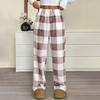 Women Pajama Pants Plush Sleep Pants Soft Elastic Waist Pajama Bottoms Plaid Pants With 2 Pockets