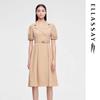 Elegant Waist-cinching Shirt Collar Dress
