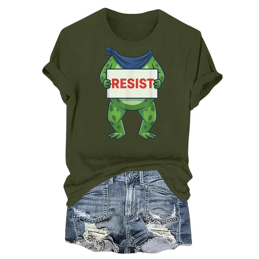 Women's Printed Round Neck Short Sleeve Top