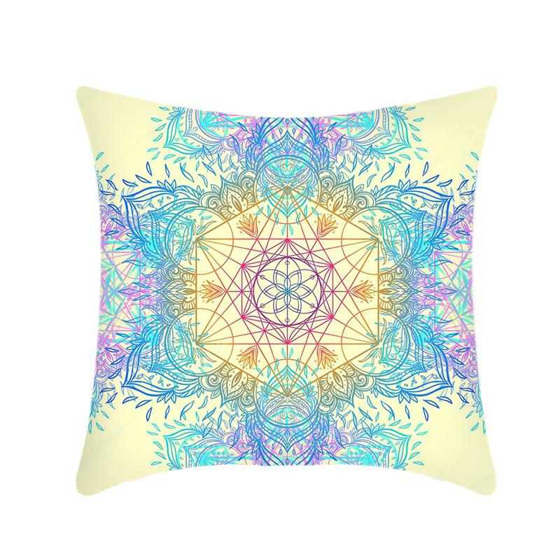 Creative Bohemian Style Mandala Sofa Pillow Cover Tatami Bay Window Pillow Cover Short Plush Printed Cushion