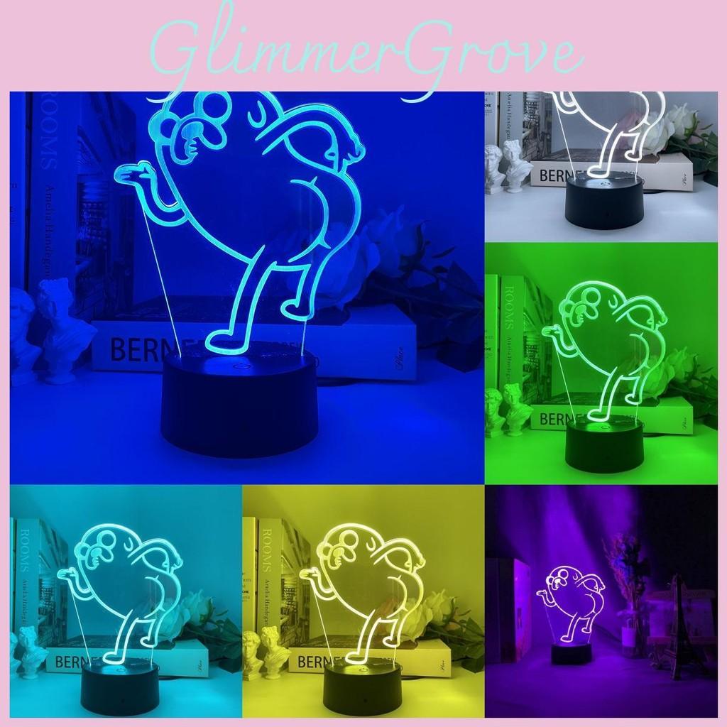 Jake Adventure Time The Dog Bend Over Figure 3d Night Light Acrylic Panel Base