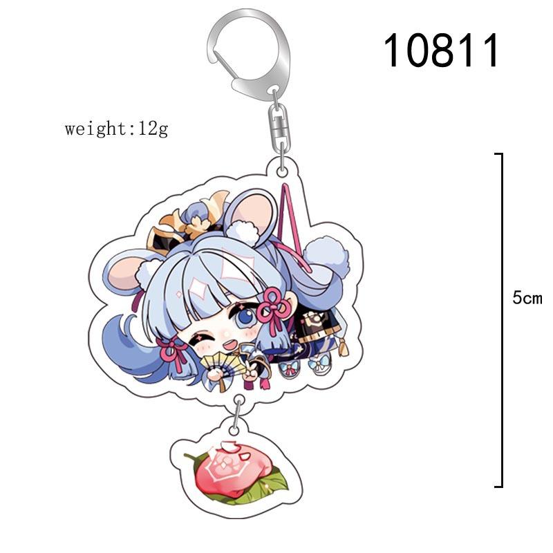 Cute Genshin Impact Acrylic Keychain Yoimiya Kazuha Kamisato Ayaka Rosaria Figures Pendant Keyring Ornament