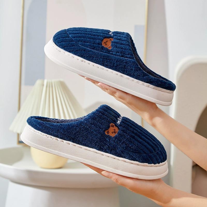 New Autumn and Winter Cotton Slippers Women's Home Household Couple Indoor and Outdoor Warm Thick-bottomed Fluffy Slippers Men