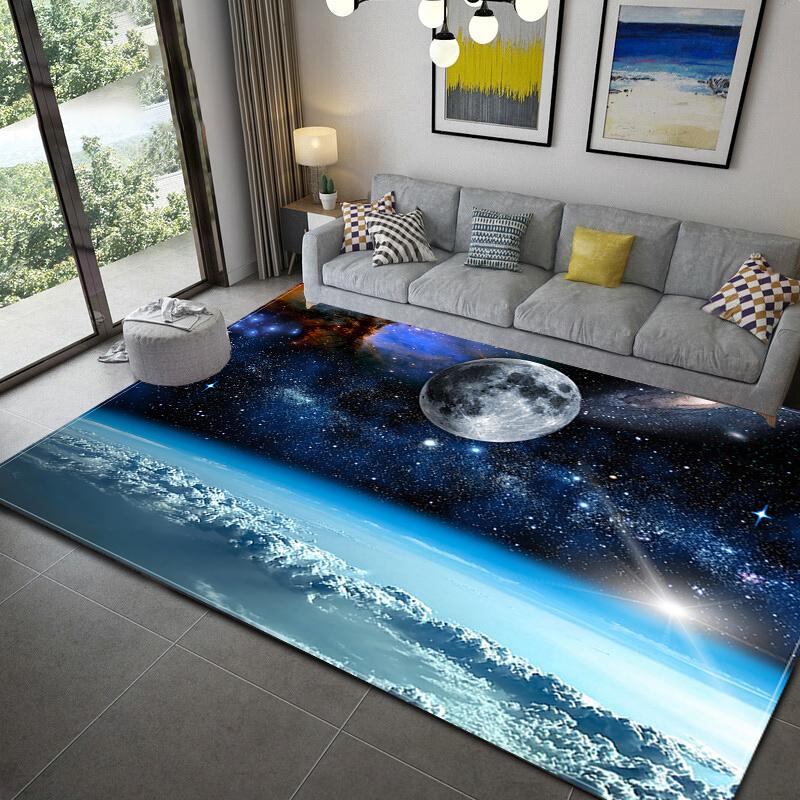 Fashion 3D Printed Earth Large Carpets Galaxy Space Pattern Carpet Parlor Big Carpet Living Room Bathroom Mat Anti-slip
