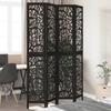 VidaXL Room Divider 4 Panels Black Solid Paulownia Wood, Privacy Screen, Room Partition Panel, 358756