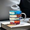 3D Painted Coffee Cup 350ml Novelty Glass Tea Mug Funny Book Worm Tumbler Unique Readers Writers Librarian Gifts