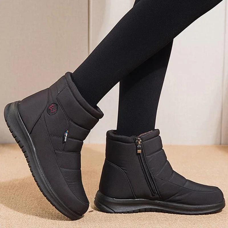 2024 Women Snow Boots Winter Waterproof Women Ankle Boots Fashion Comfortable Platform Warm Plush Winter Cotton Shoe Botas Mujer