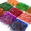 1meter Colorful Pheasant Rooster Feathers Fringe Trim On Tape Chicken Feather Ribbon Sewing Fly Tying Dress Lace Decorations
