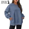 HNXC Women's Fashion Casual Solid Color Print Long Sleeve O-Neck Hoodies & Sweatshirts