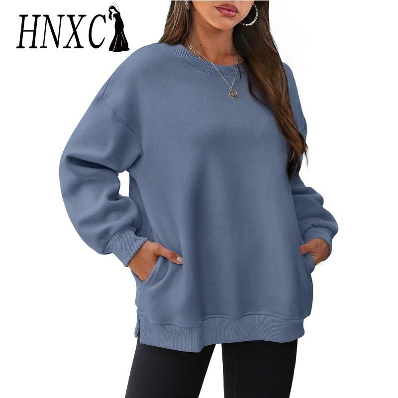HNXC Women's Fashion Casual Solid Color Print Long Sleeve O-Neck Hoodies & Sweatshirts