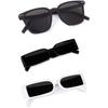 Sheomy Unisex Combo Offer Pack of 3 Shades Glasses Square Sunglasses Rectangle Retro Vintage Narrow Women::Men , NV-BFA2-PV9L