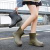 Women's Medium Rain Boots, Fashionable Waterproof and Non-slip Rubber Shoes, Good-looking Rain Shoes, Women's Adult Four-season Water Shoes, W