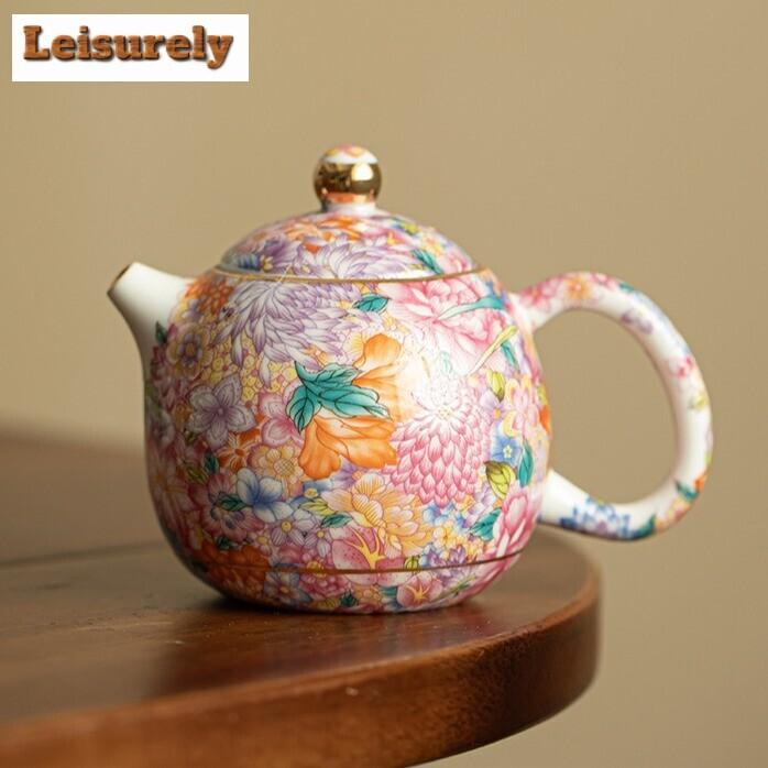 250ML Chinese Handmade Tea Pots Porcelain Teapot Color Enamel Teapots Teaware Ceramic Tea Accessories Kung Fu Tea Kettles