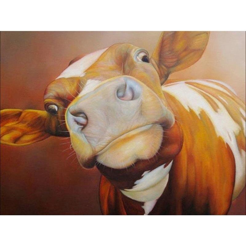 DIY Cow 5D Diamond Painting Full Round Drill Farm Animal Diamond Embroidery Cross Stitch Kit Mosaic Resin Home Decor Gift