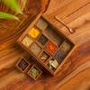 Handmade Wooden Spice Box with 12 Partitions – 20.32 Cm Multipurpose Masala Container for Kitchen, Spice Rack, and Dry Fruit Storage