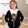 Girls' 3D Cat Hoodie Pullover Long Sleeve 3D Print Children's Clothing Fashion Costumes for Girls Top Aged from 2 To12 Year