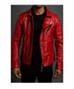 Soft Fit Motorcycle Men Jacket Red Leather Handmade Genuine Lambskin Stylish
